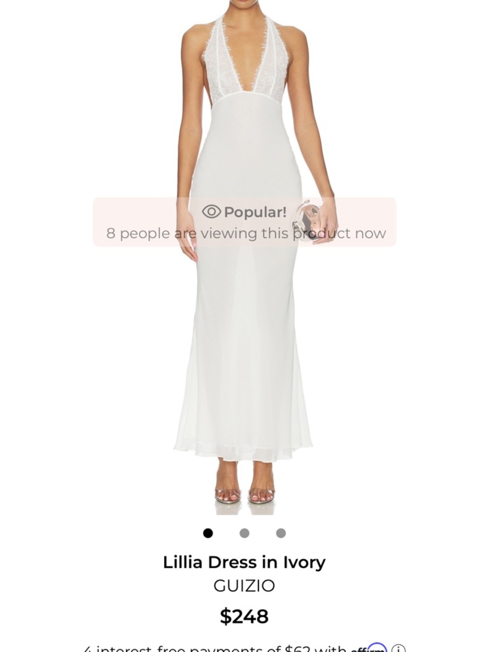 Danielle Guizio Lillia Halter Dress in Ivory